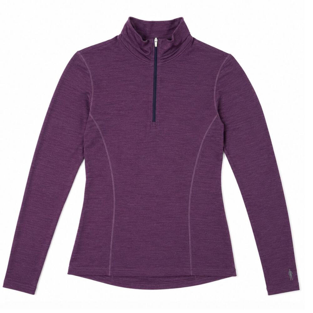 Smartwool Merino 250 Quarter Zip Base Layer Top Purple Thermal Hiking SZ S FLAW